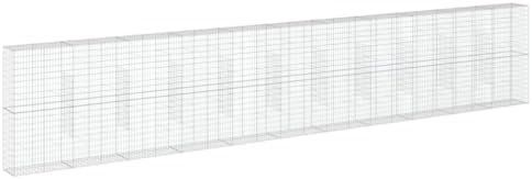 vidaXL Gabion Basket with Cover - Galvanized Iron Wire 433.1"x19.7"x78.7" for Landscaping/Decor/Retaining Wall - Image 7