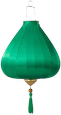 EYPKPL Oval Chinese Lantern Solid Color Silk Lantern Japanese Hanging Lantern Traditional Oriental Lantern with Tassel Vietnamese Lantern Lamp(Dark Green,14 Inch) by EYPKPL