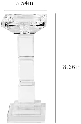 Kitcom Crystal Candlestick Holders for Home Decor Pack of 2, Crystal Pillar/Taper Candle Holder Table Centerpieces for Party and Wedding Decoration(8.6inch Tall), Clear - Image 2