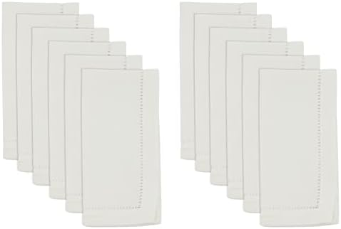 SARO LIFESTYLE Classic Hemstitch Cloth Napkins (Set of 12) - Elegant Everyday Dinner Napkins with Textured Fabric and Hemstitched Border for Dining Tables and Formal Entertaining, 18"x18", White - Image 2