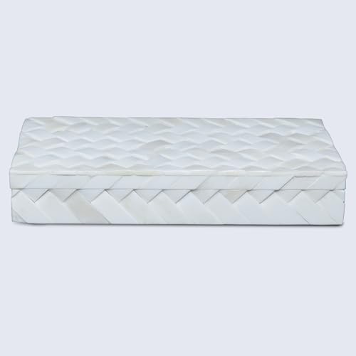Handicrafts Home Large Decorative Storage Box 12x6– Coffee Table Organizer Box, Modern Home Décor Accent, Keepsake Memory Box, Jewelry Storage Box, Boho Decorative Box with Lid for Shelf, Mantle Decor - Image 4