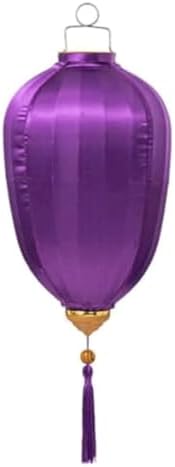 Chinese Lantern with Tassel Oval Silk Lantern Japanese Hanging Lantern Winter Melon-Shaped Lanterns Portable Chinese Paper Lanterns(Dark Purple,16 Inch) by Unknown