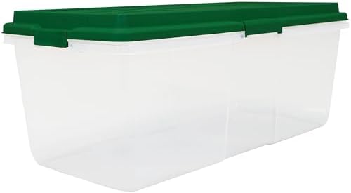 Christmas 113 Quart Storage Bins with Lids, Clear Plastic Latched Storage Container with Red Hi-Rise Lid (Set of 4) (Green) - Image 3