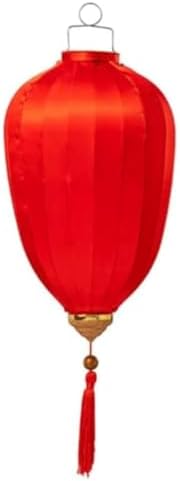 Chinese Lantern with Tassel Oval Silk Lantern Japanese Hanging Lantern Winter Melon-Shaped Lanterns Portable Chinese Paper Lanterns(Rojo,18 Inch) by Unknown