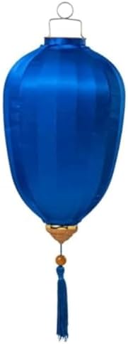 Chinese Lantern with Tassel Oval Silk Lantern Japanese Hanging Lantern Winter Melon-Shaped Lanterns Portable Chinese Paper Lanterns(Dark Blue,16 Inch) by Unknown