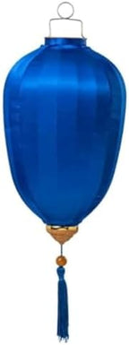 Chinese Lantern with Tassel Oval Silk Lantern Japanese Hanging Lantern Winter Melon-Shaped Lanterns Portable Chinese Paper Lanterns(Dark Blue,20 Inch) by Unknown