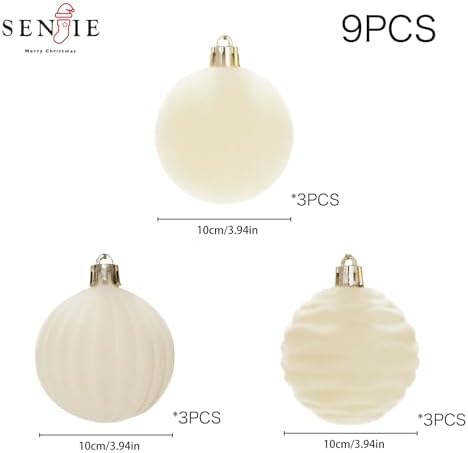 4In Velvet Ornaments for Christmas Tree, 9pcs Large Christmas Ornaments Set - Image 4
