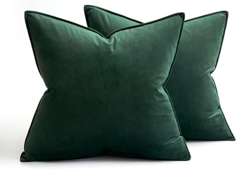 MIULEE Decorative Army Green Velvet Euro Sham Throw Pillow Covers 24x24 in - Image 6