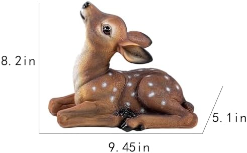 Deer Garden Statue, Outdoor Decorative Sculpture Brown with White Spots, 8.2 x 9.45 x 5.1 inches Yard Lawn Decor Deep Forest Deer - Image 2