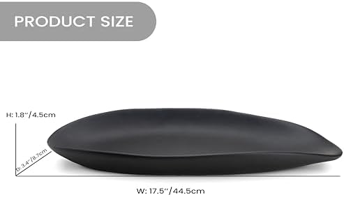 BANOMII Leaf Decorative Bowl for for Home Decor, 17.5'' Long Resin Bowl for Key Purse Candle, Decorative Tray for Kitchen Counter Entryway Console Dining Coffee Table Centerpiece, Black, Large - Image 2