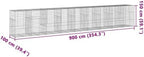 vidaXL Gabion Basket with Cover 354.3"x39.4"x59.1" Galvanized Iron - Image 3