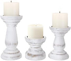 Candle Holder for Pillar Candle Set of 3, Farmhouse Wood Candle Holder, Rustic Wooden Candle Stand, Decorative Wood Candlestick Holders for Living Room, Table Centerpiece (RusticWhite) by CEDARLUX
