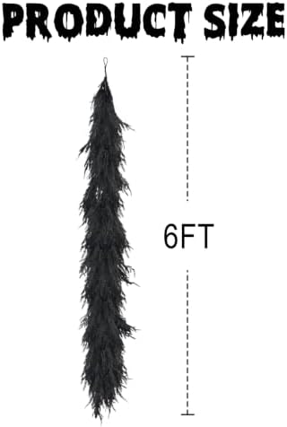 Halloween Decorations Indoor - 6FT Black Artificial Norfolk Pine Garland - Image 2