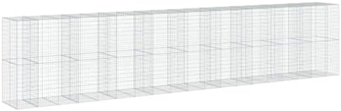 vidaXL Gabion Basket with Cover 374"x39.4"x78.7" Galvanized Iron - Image 7
