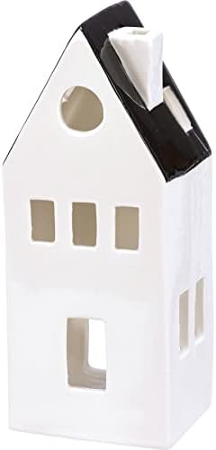 Primitives by Kathy Set of 2 Black & White House Shaped Figurines with Black Roofs - Image 4