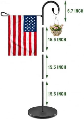53" Heavy Duty Garden Flag Stand & Shepherd Hook, Solid Round Anti-Tip Base - Image 2