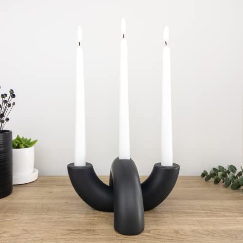 Taper Candle Holder Set - Candle Stick Holders for Dining Room Table, Entryway Table, or Fireplace Mantel - Modern Candelabra Home Decor (Black) - Image 5