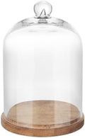 10" Wide Glass Cloche Bell Jar Display Dome with Layered Wooden Base In Vintage Natural, Clear, Round (Vintage Natural-Tiered, 11"x14.8") by Unknown