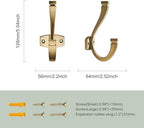 SAILING Coat Hooks -3 Pack Champagne Bronze Towel Hooks Robe Hooks Decorative Wall Hooks for Bathroom Bedroom Kitchen Towel Robe Clothes Cabinet Closet Bathroom Hardware - Image 2
