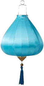 EYPKPL Oval Chinese Lantern Solid Color Silk Lantern Japanese Hanging Lantern Traditional Oriental Lantern with Tassel Vietnamese Lantern Lamp(Light Blue,16 Inch) by EYPKPL