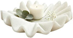 Marble White Stone Decorative Bowl, 10 Inch Modern Ruffled Wavy Tray Decor by CozyVilla