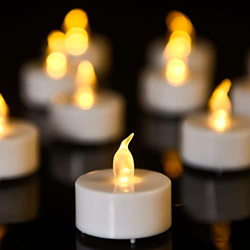 100 Pack Flameless LED Tea Lights Candles Flickering Warm Yellow 200+ Hours by Biyanuo