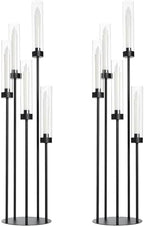 2Pcs 39.8'' Tall Black Candle Holder with Acrylic Shades for Halloween by WeddingPartyDecoration