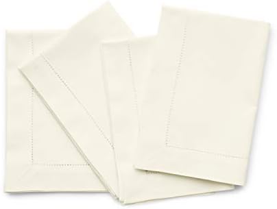 Solino Home Cotton Linen Cloth Dinner Napkins Ivory, 20 x 20 in, Set of 4 by SolinoHome