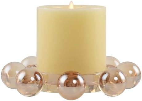 Crystal Pillar Candle Holder, Chic Smoky Bubble Candle Dish, Decorative Candlestick for Table, Party, Wedding, Holiday, Home Decor - Image 2