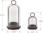 5" & 4" Wide Versatile Metal Candle Holder in Rustic Brown with Handmade Thick, Heavy & Sturdy Glass Dome for Pillar Candle, Industrial, Modern, Shelf, Mantel, Veranda, Porch - Image 2
