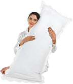 Ridhi White with White Scalloped 100% Cotton Throw Pillow Covers 20x54 Inch by Ridhi