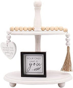 Defined Deco Two Tiered Tray Wooden Tiered Serving Tray Farmhouse Tiered Tray Stand with Tiered Tray Décor Signs for Kitchen Island Decor and Rustic Farmhouse Décor, Set of 3 by DDDEFINEDDECO