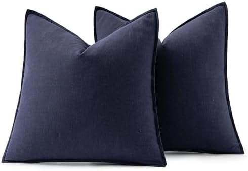 MIULEE Decorative Linen Pillow Covers 20x20 Inch Navy - Image 6