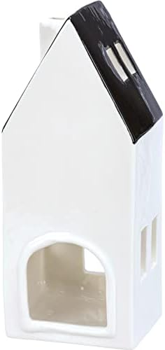 Primitives by Kathy Set of 2 Black & White House Shaped Figurines with Black Roofs - Image 2