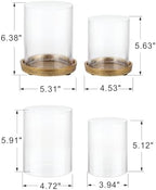 Set of 2 Glass Hurricane Candle Holder with Cast Iron Base in Antique Gold for Pillar, Candlstick Holders, Farmhouse, Shabby Chic for Mantel, Tabletop, Centerpiece, Entryways - Image 2