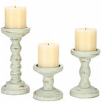 Candeldo Wood Candle Holder for Pillar, Sage Green Farmhouse Decor by CANDELDO