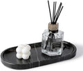 Koville Black Marble Vanity Tray for Bathroom Countertop, 10"x5" Natural Marble Catchall Tray Perfume Trays for Dresser, Stone Jewelry Dish Candle Holder for Home Decor, Stone Oval Trays by Koville