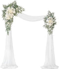 Artificial Wedding Arch Flowers Kit(Pack of 3),2Pcs Artificial Flower Arch Decor,1Pcs Sheer Drape for Wedding Ceremony Arbor for WeddingCeremony (White Rose Wedding) by WEIERYUE