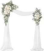 Artificial Wedding Arch Flowers Kit(Pack of 3),2Pcs Artificial Flower Arch Decor,1Pcs Sheer Drape for Wedding Ceremony Arbor for WeddingCeremony (White Rose Wedding) by WEIERYUE