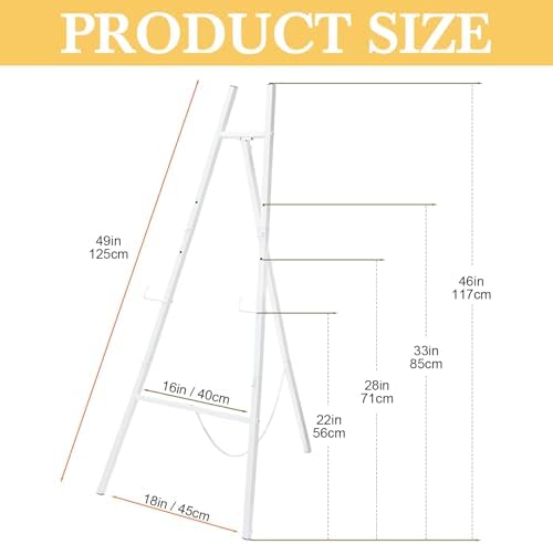 White Croblissful 50" Easel Stand for Wedding Sign Adjustable, Metal - Image 4