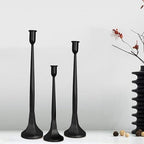 Black Taper Candle Holders Set of 3, Tall Candlesticks by Unknown