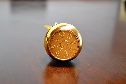 I-MART 6 Inch Brass Wu Lou Hu Lu Calabash Gourd Chinese Feng Shui Decor, Engraved Bagua Base with Yin Yang, Oriental Good Luck Tabletop Decoration for Home Office Desk - Image 5