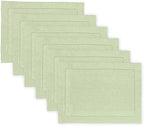 Solino Home 100% Pure Linen Placemats Green Hemstitch, 14 x 19 in, Set of 6 by SolinoHome