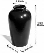 Black Vase for Home Decor, 11 Inch Tall Ceramic Flower Vases for Centerpiece, Modern Decorative Minimalist Vase for Pampas Grass, Textured, Living Room, Entryway, Kitchen Counter Decor - Image 2