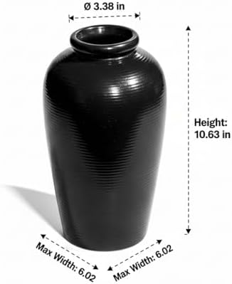 Black Vase for Home Decor, 11 Inch Tall Ceramic Flower Vases for Centerpiece, Modern Decorative Minimalist Vase for Pampas Grass, Textured, Living Room, Entryway, Kitchen Counter Decor - Image 2