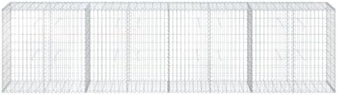 vidaXL Gabion Basket/Cage with Cover - Galvanized Iron - 157.5"x19.7"x39.4" for Outdoor Landscaping, Retaining Walls, Privacy Screens, and Garden Features - Easy Tool-Free Assembly - Image 4