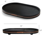 Oval Wooden Decorative Tray Coffee Table Tray Home Decor 15" Black - Image 6
