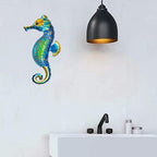 John's Studio Seahorse Sea Wall Decor Outdoor Metal Garden Hanging Art Glass Sculptures Home Ocean Theme Decorations for Kitchen Bathroom and Pool - Image 6