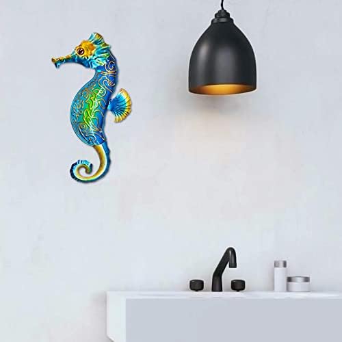 John's Studio Seahorse Sea Wall Decor Outdoor Metal Garden Hanging Art Glass Sculptures Home Ocean Theme Decorations for Kitchen Bathroom and Pool - Image 6