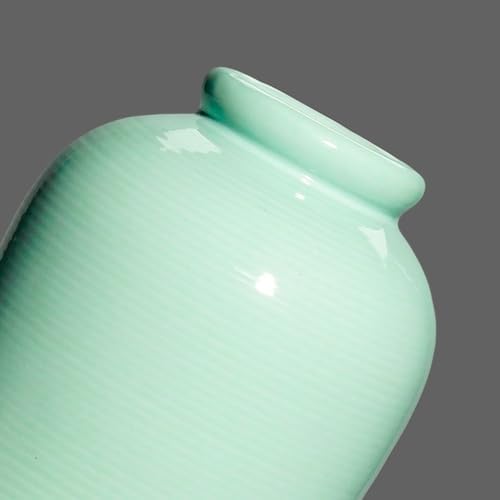 Green Ceramic Vase - 11 Inch Tall Modern Decorative Flower Vase for Living Room, Pottery Centerpiece Vases Home Decor, Eucalyptus, Mantel Decor, Side Table, Kitchen Decoration - Image 7